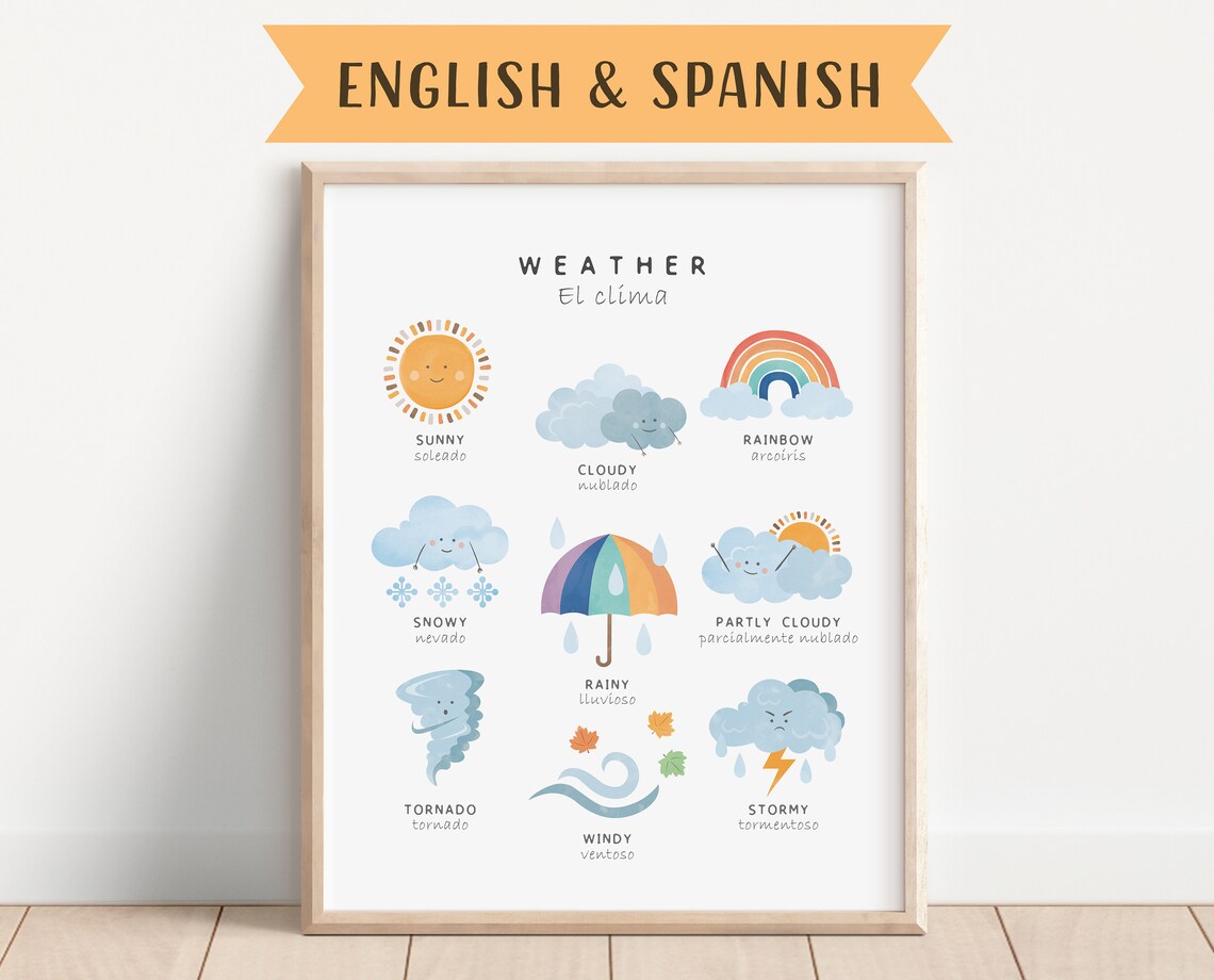 Bilingual Spanish Weather Educational Poster