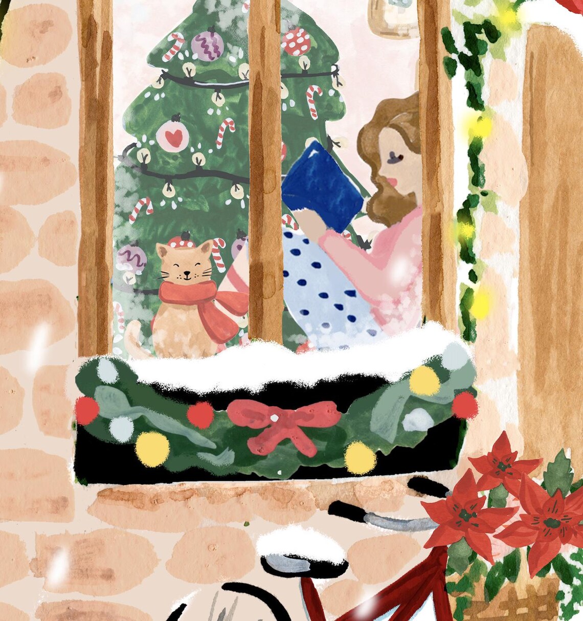 Christmas Wall Art Print, Cozy Holiday Scene - Image 2
