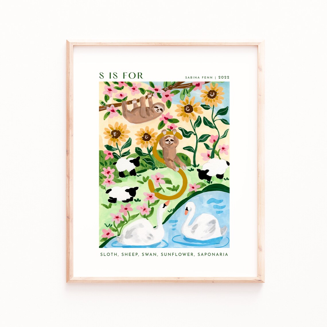 Monogram S Art Print, Nursery Alphabet Decor