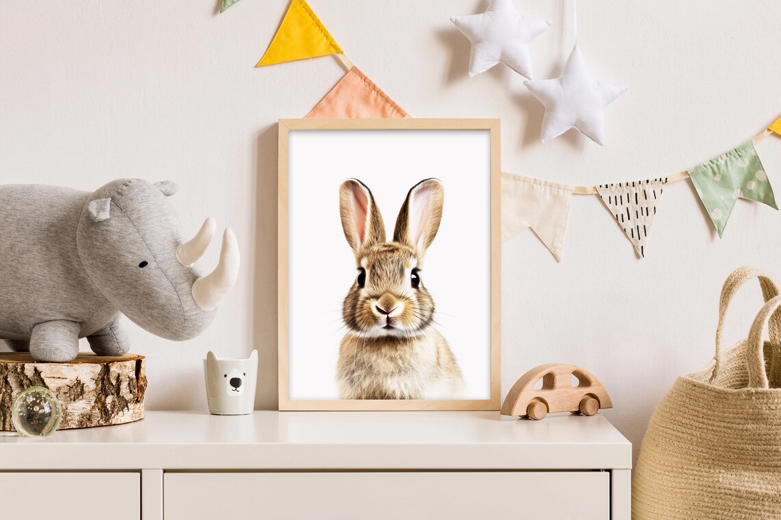 Adorable Baby Bunny Closeup Portrait Nursery Animal Art Print - Image 2