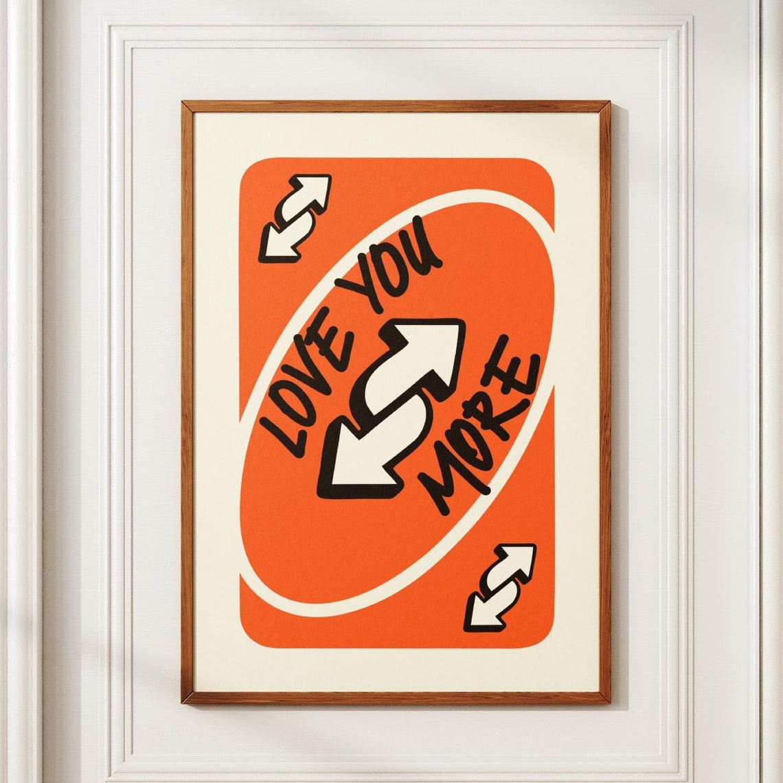 Love You More Orange Reverse Card Bold Pop Game Night Poster