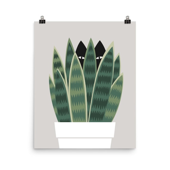 Cat And Plant 22 Sneak Art Print