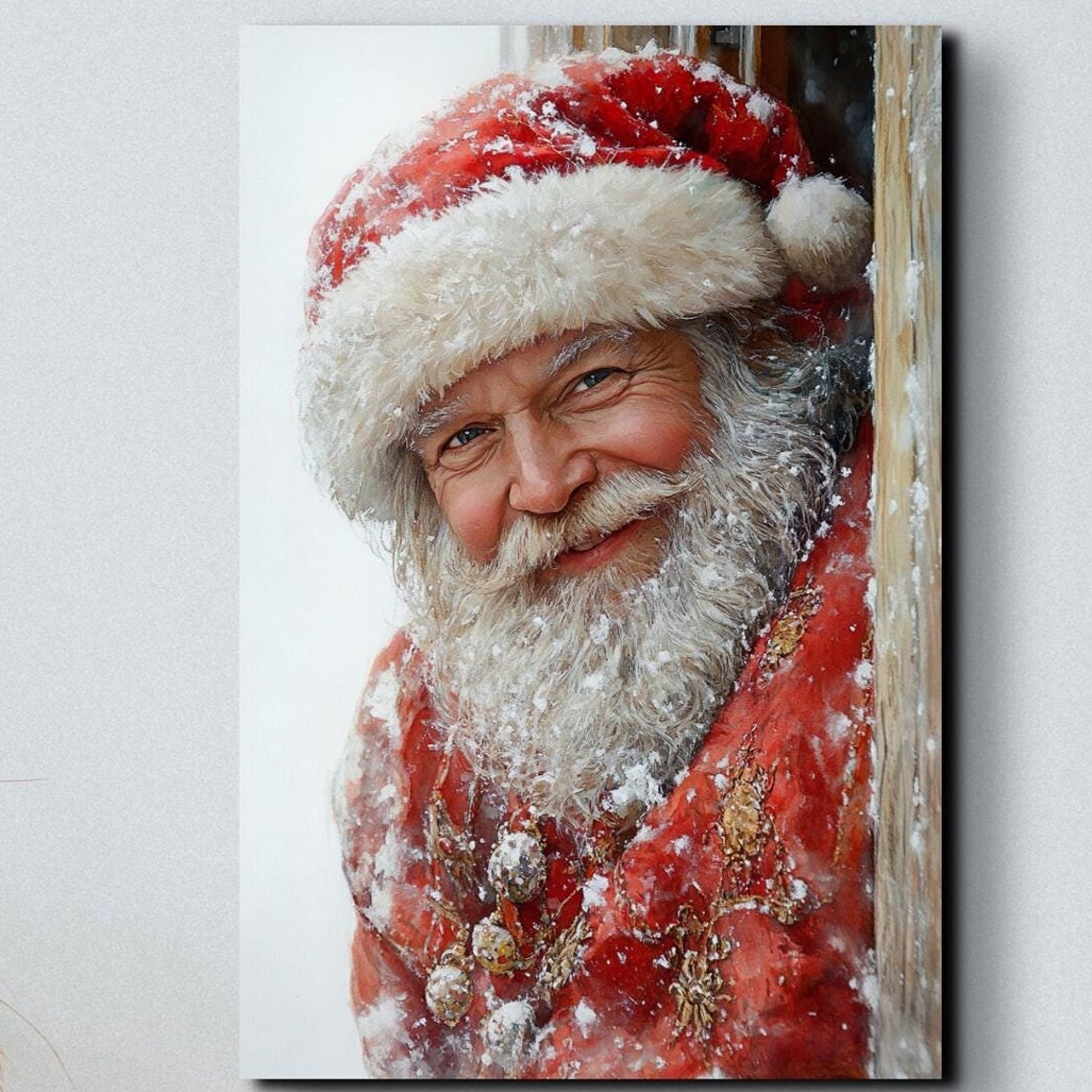 Vintage Santa Wall Art Antique Christmas Wall Art Snowing Santa Art Winter Art Christmas Art Santa Claus Art Antique Art