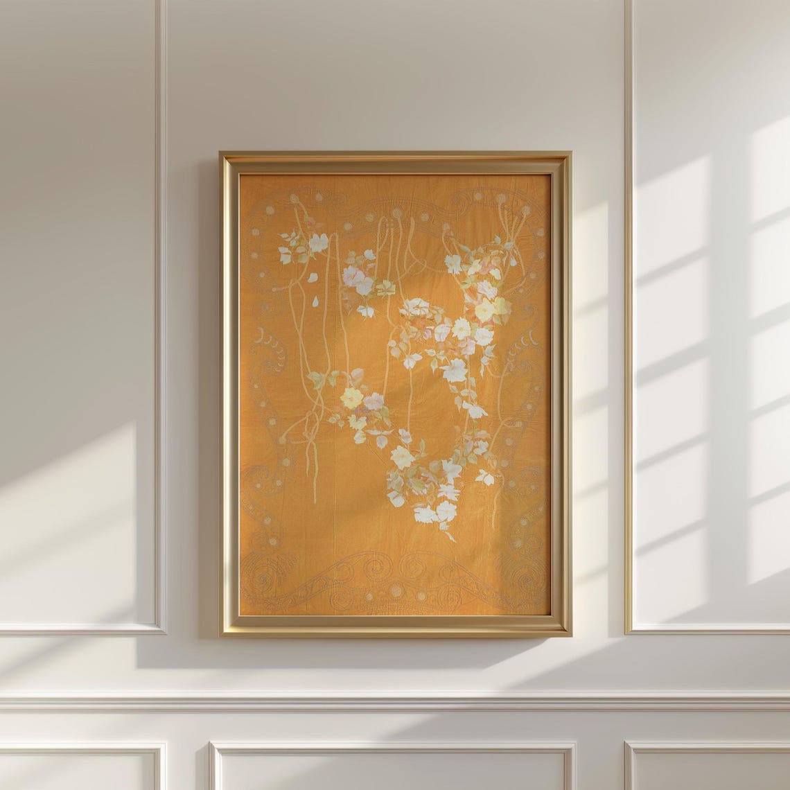 Gold Art Nouveau Floral Panel White Blossoms Klimt Style Poster - Image 5