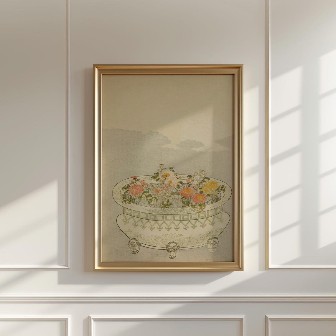Art Nouveau Marble Basin Chrysanthemums Japanese Style Poster - Image 5
