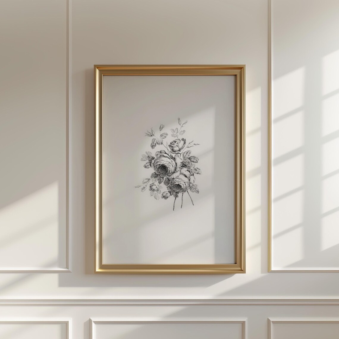 Black and White Rose Bouquet Ink Sketch Minimalist Art Poster - Image 5