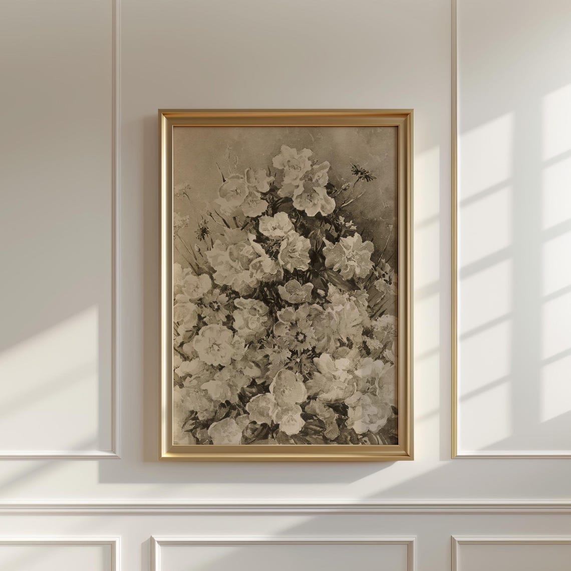 Sepia Peony Blossom Bouquet in Vintage Romantic Still Life Poster - Image 5