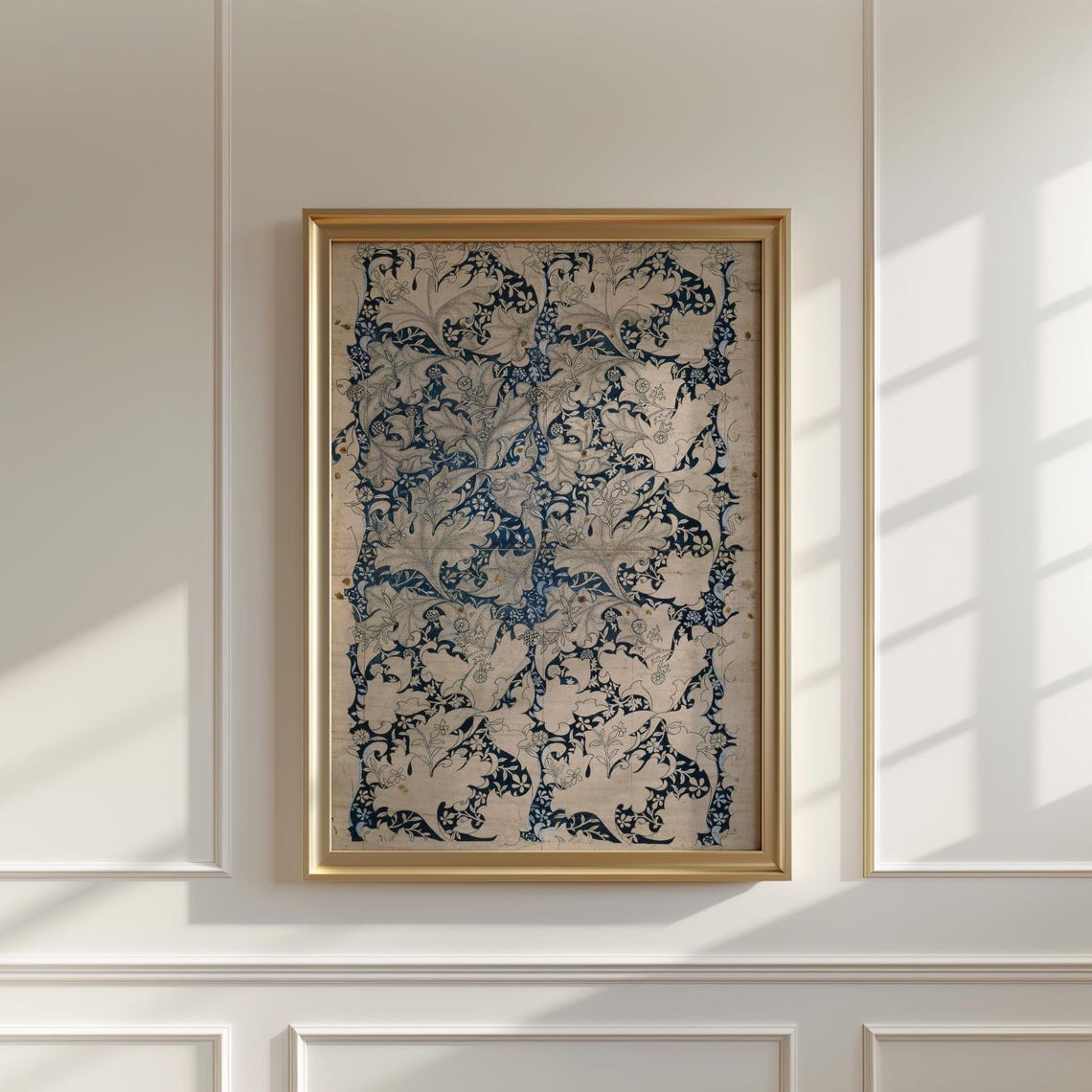 Indigo and Cream Floral Wallpaper Pattern Morris Style Poster - Image 5