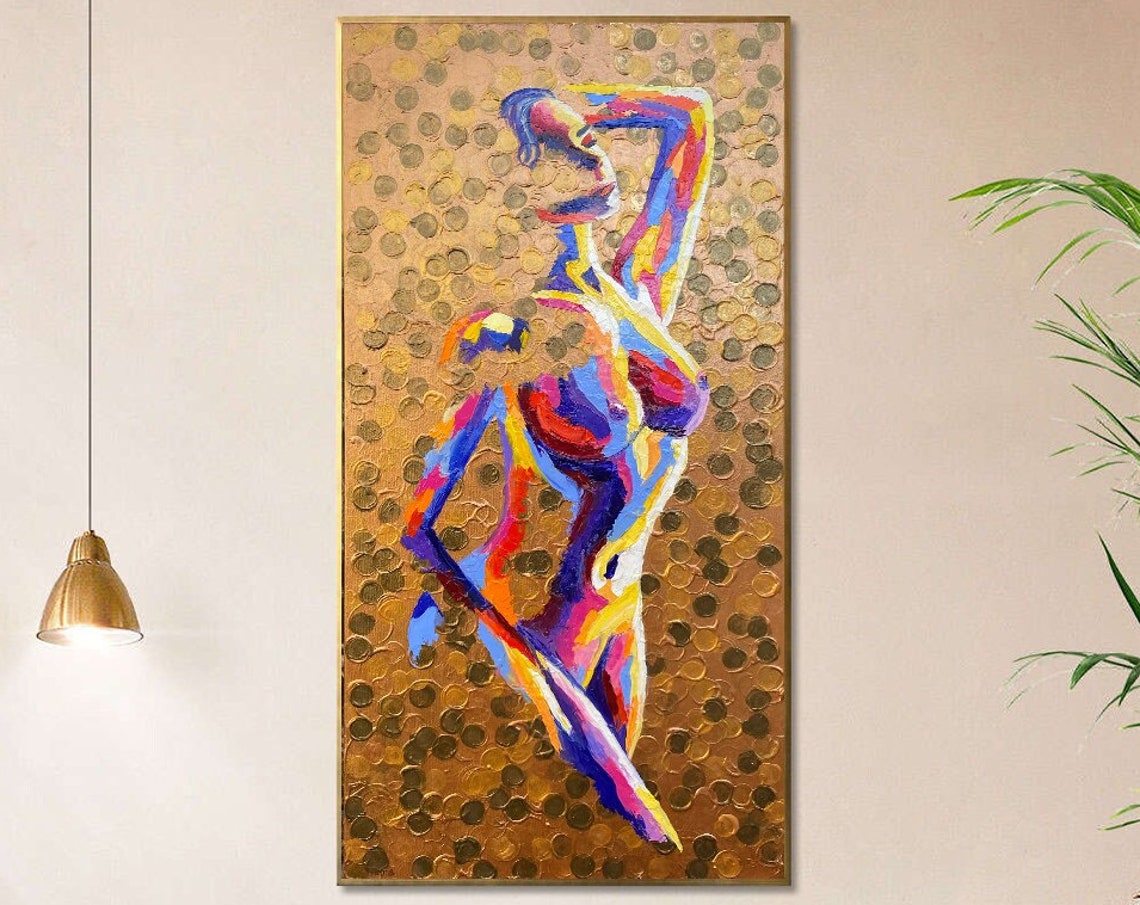 Naked Woman Painting Original Full Frontal Nudity Art Naked Woman Wall Art Nude Abstract Oil Painting On Sexy Nude Woman Painting - Image 3