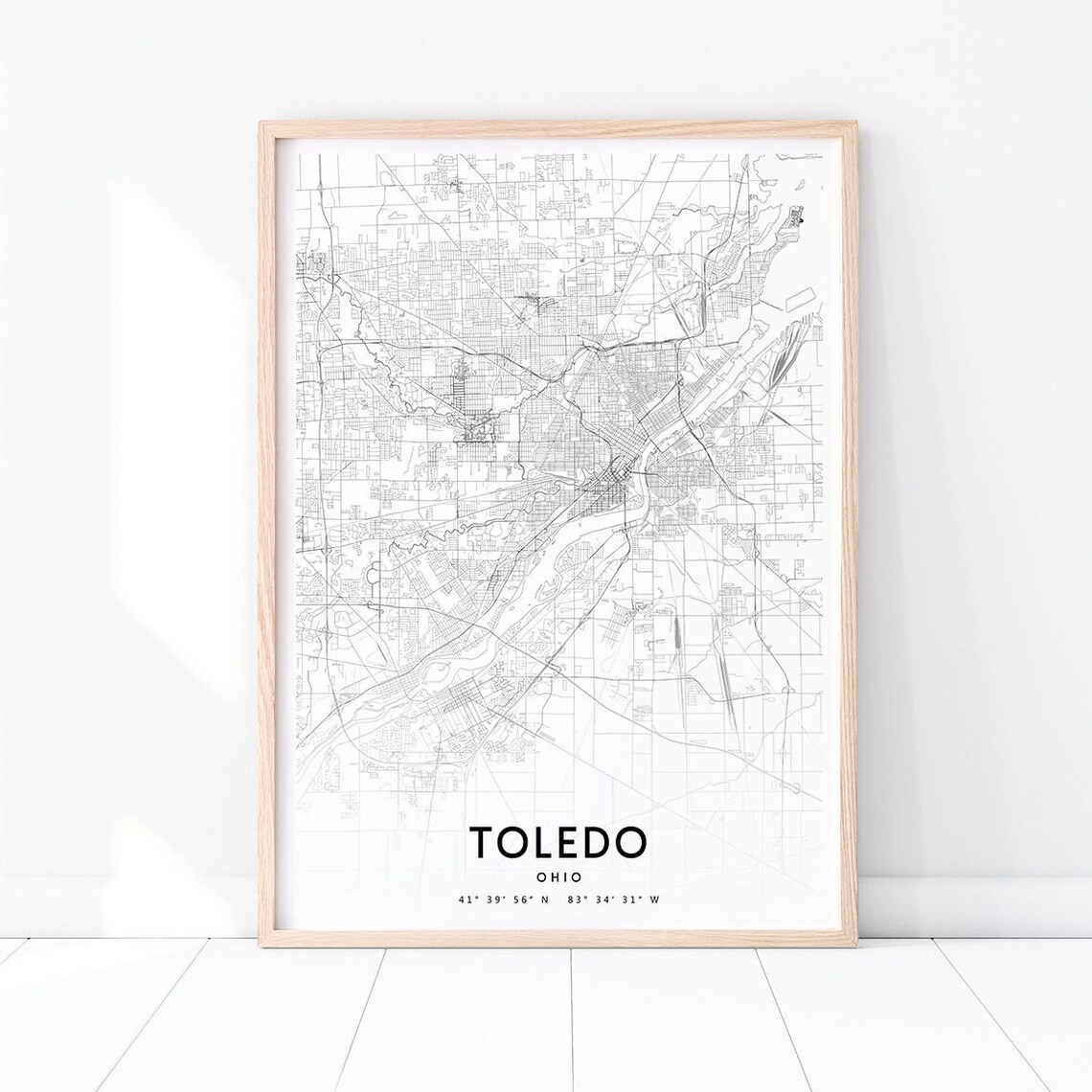 Toledo Map Print, Ohio Modern Minimalist Poster