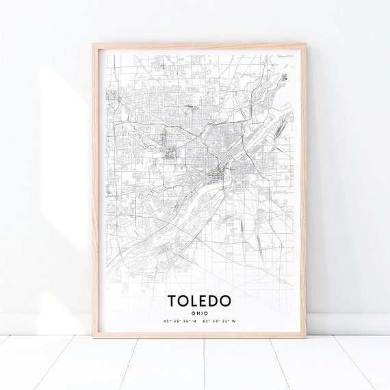 Toledo Map Print, Ohio Modern Minimalist Poster