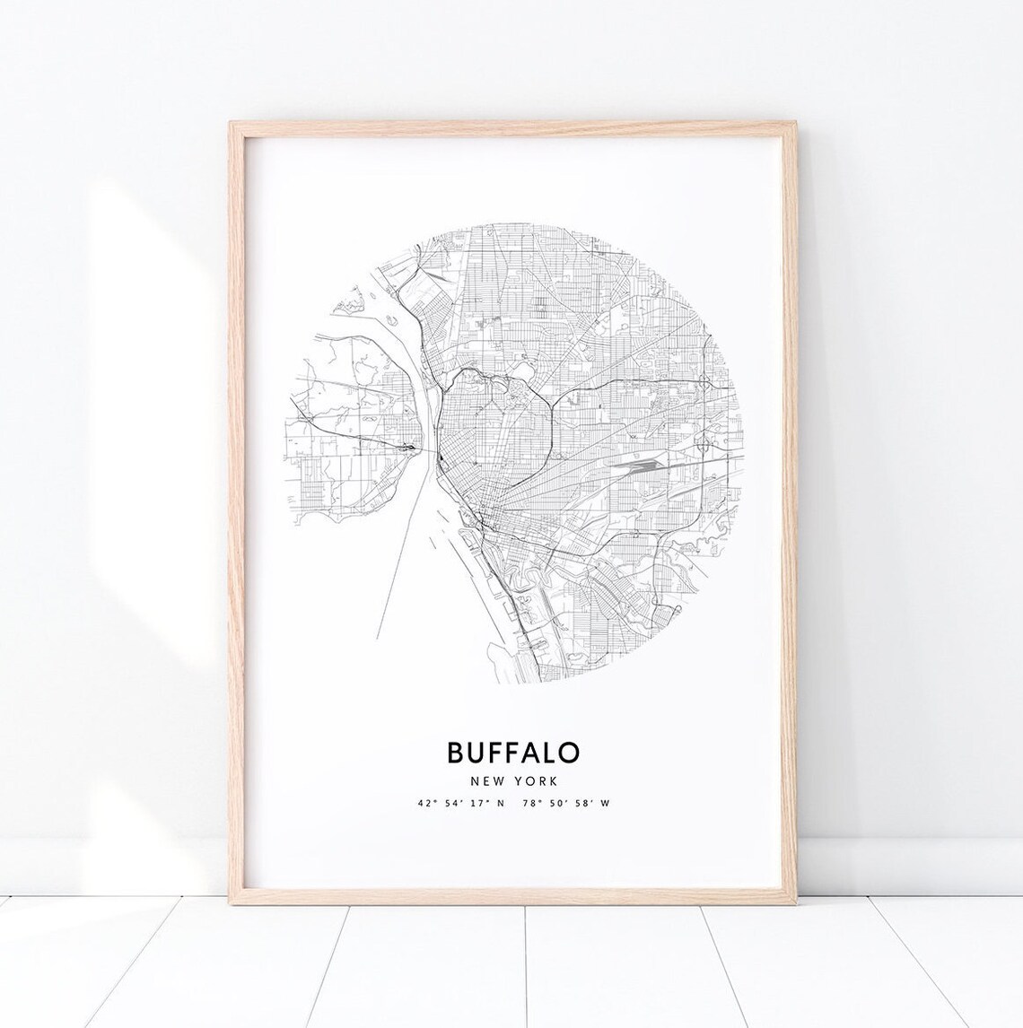 Buffalo Map Print City New York Art Poster Ny Modern Minimalist Home Office Decor