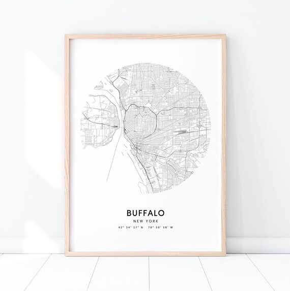 Buffalo Map Print City New York Art Poster Ny Modern Minimalist Home Office Decor