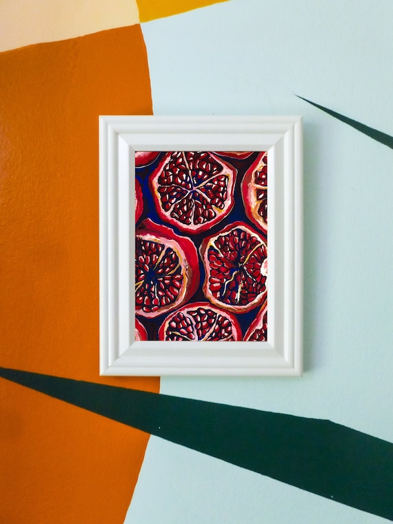 Pomegranate Watercolor Art Print, Kitchen Decor