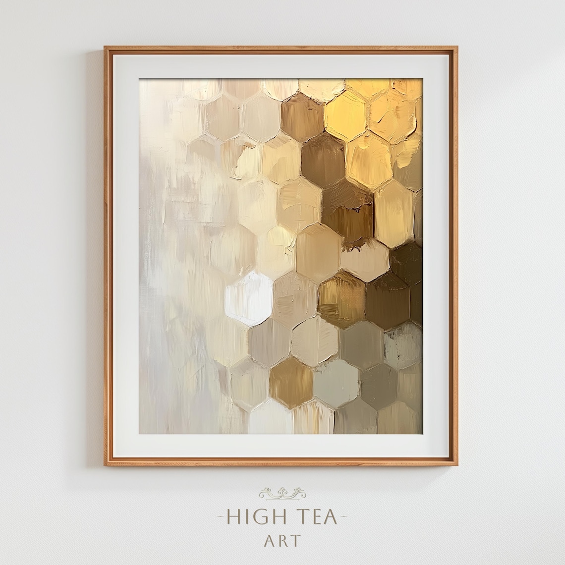 Abstract Honeycomb Pattern, Rustic Honey Art Print