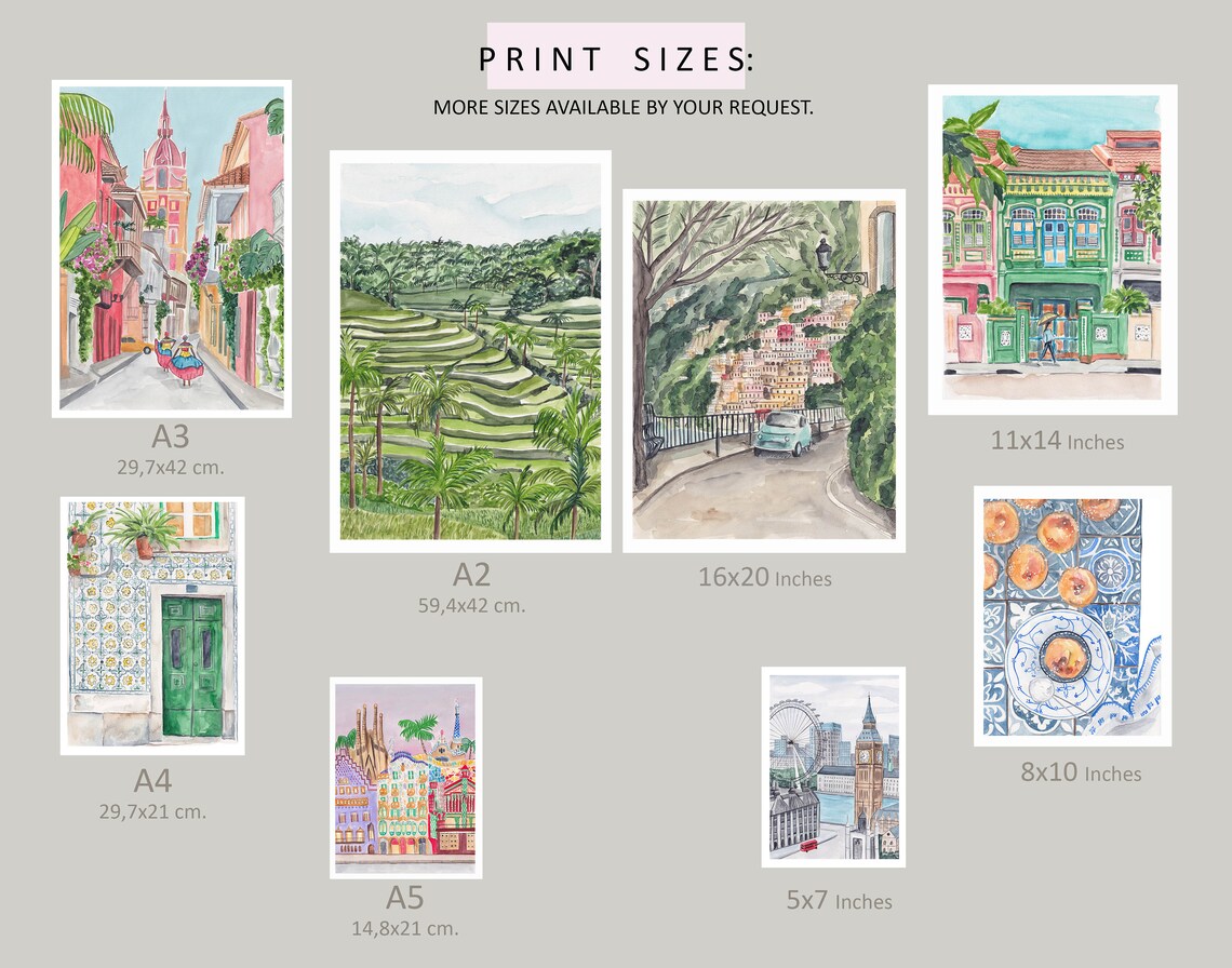 Positano Amalfi Coast Travel Poster, Italy Cityscape - Image 3
