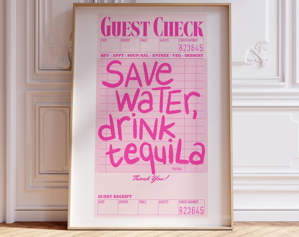 Save Water Drink Tequila Guest Check Art Print