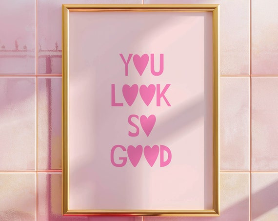 Girly Wall Art Trendy Motivational Poster Bathroom Decor Pink Decor Retro Aesthetic Wall Art Bathroom Art Print Y2k Aesthetic Room Decor