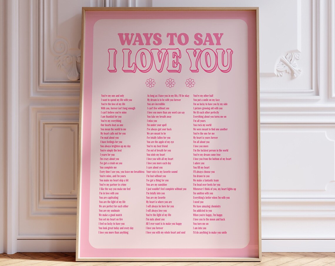 Ways To Say I Love You Retro Wall Art Print