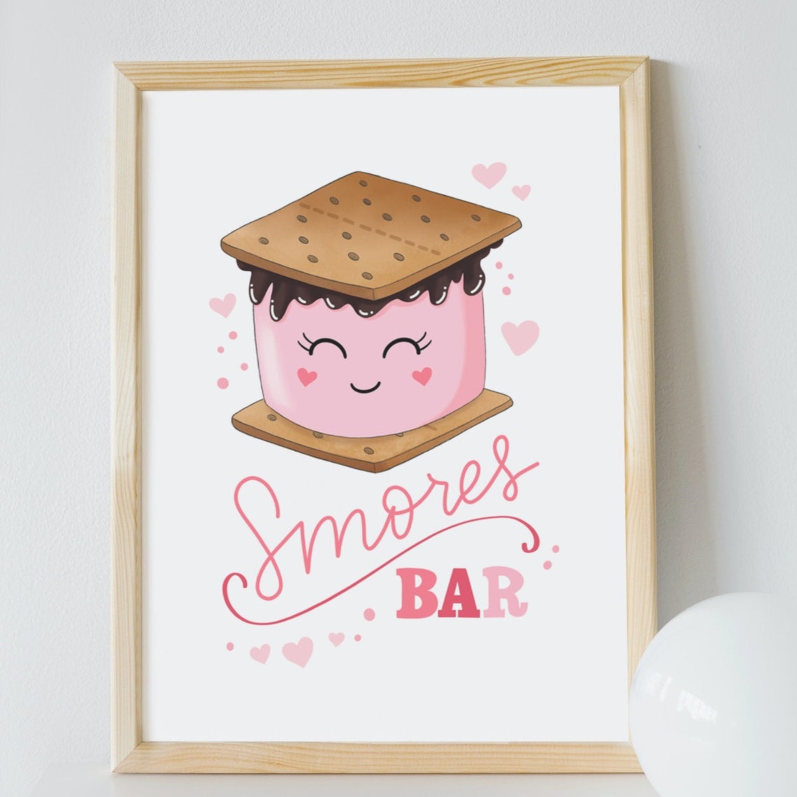 Smores Bar Cute Smiling Smore Valentine Party Sign Art Print - Image 4