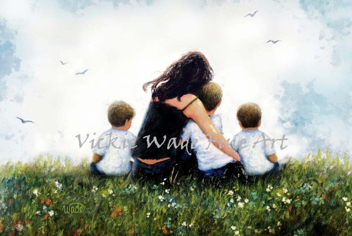 Vickie Wade Mother And Three Sons Family Art Print
