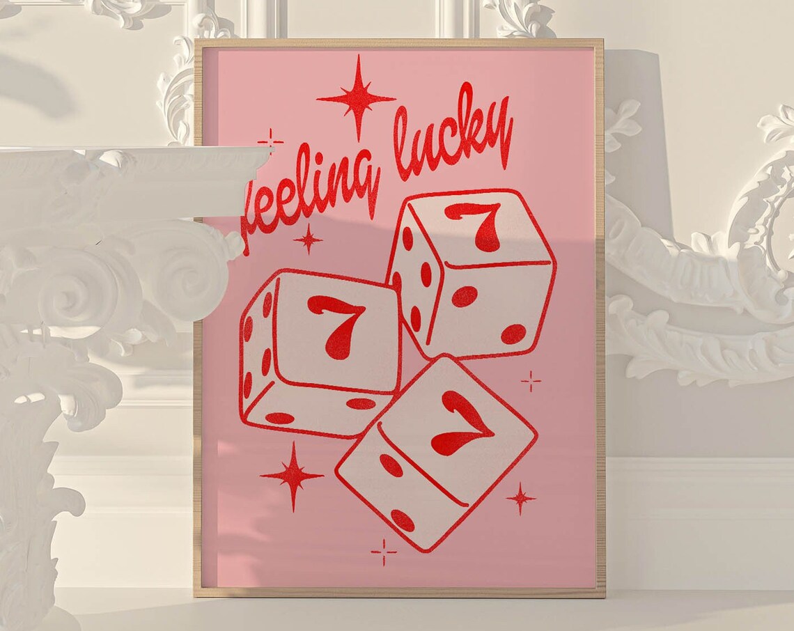 Lucky 7 Print, Coquette Room Decor