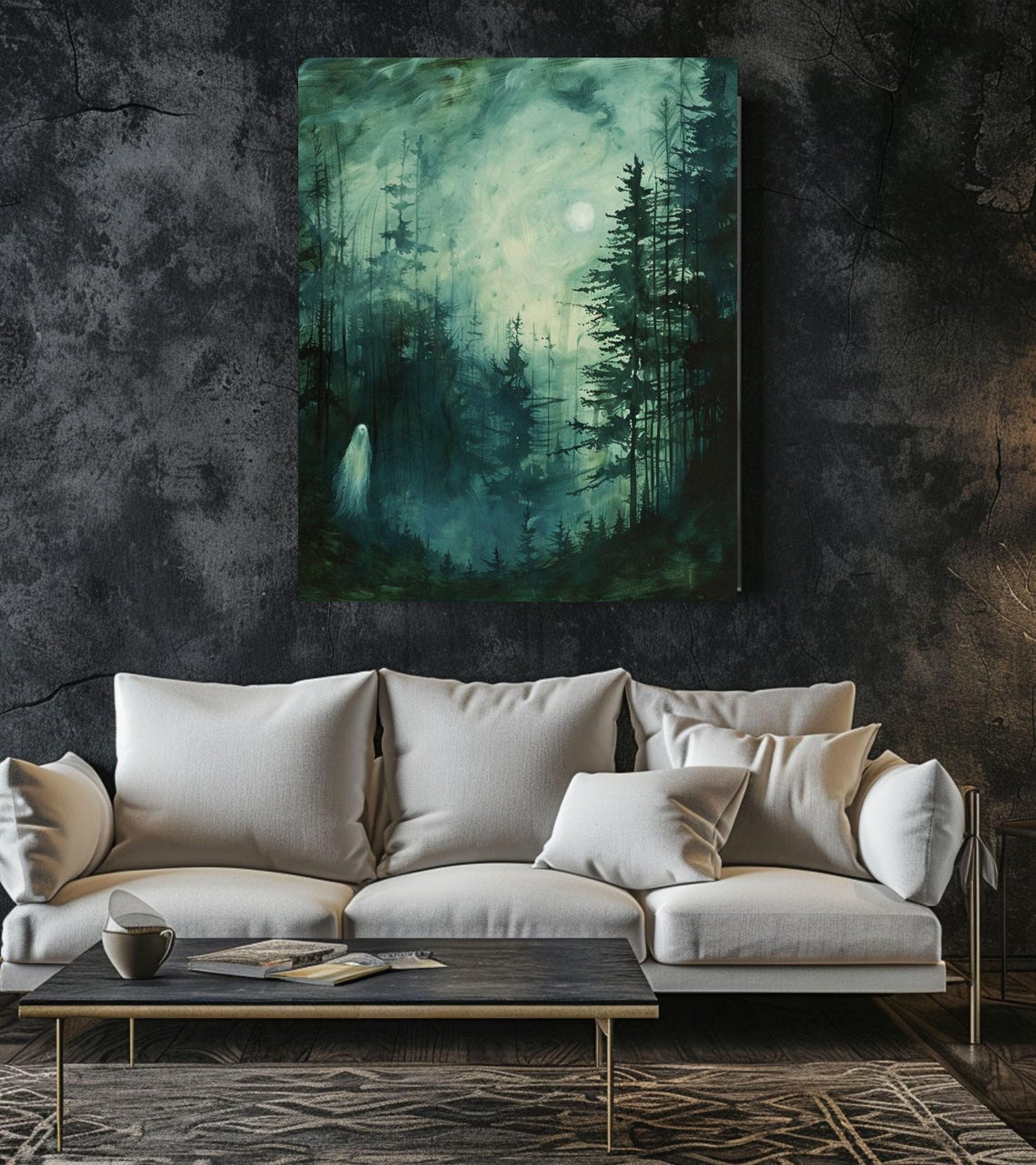 Lonely White Ghost in Misty Green Forest Moody Ghostcore Poster - Image 3