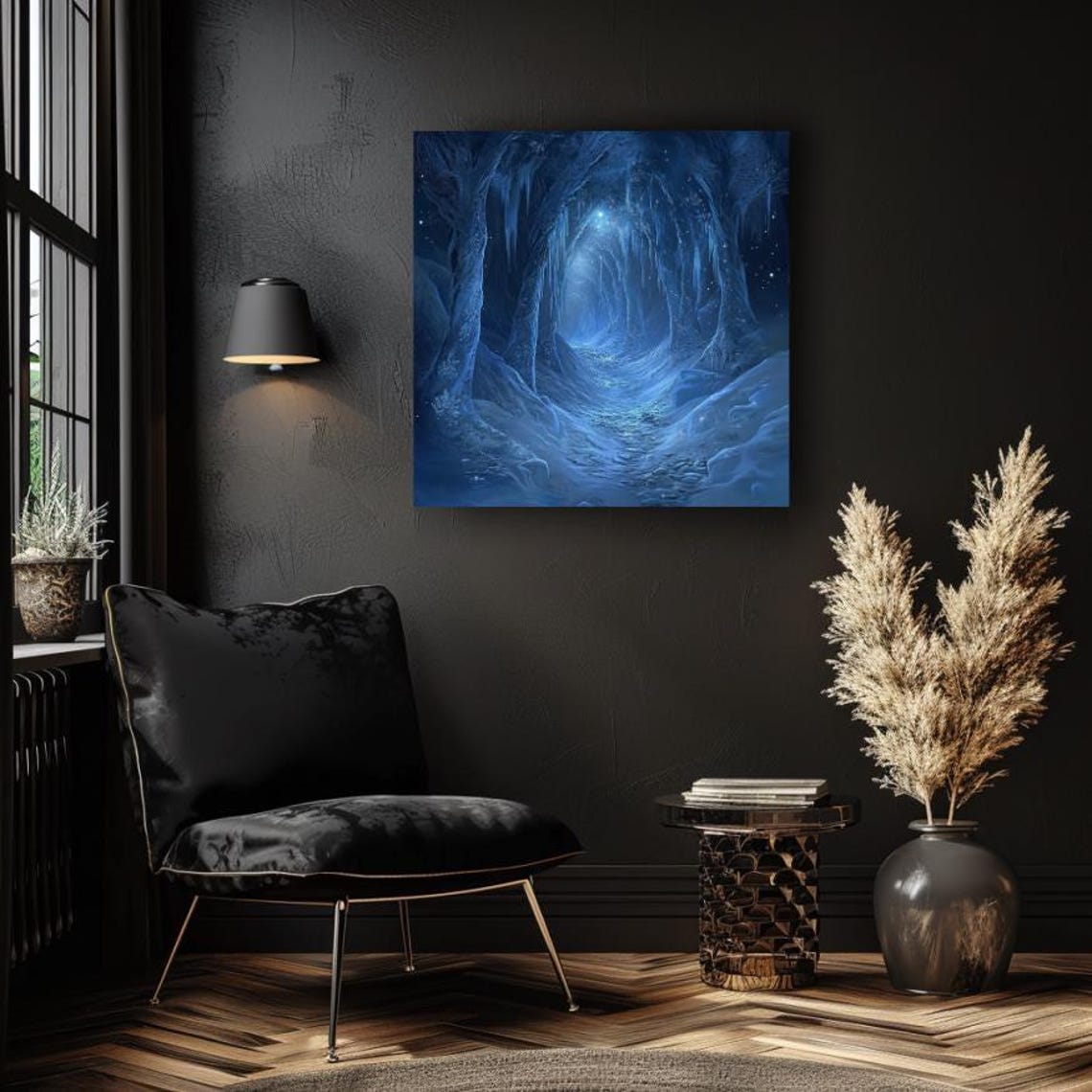 Glowing Frozen Blue Ice Tunnel Through Magical Winter Forest Poster - Image 4