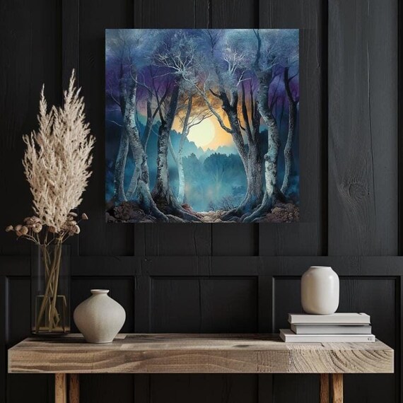 Nature Wall Art Forest Wall Art Mystical Wall Art Vintage Forest Wall Art Square Wall Art Ready To Hang Above Bed Decor