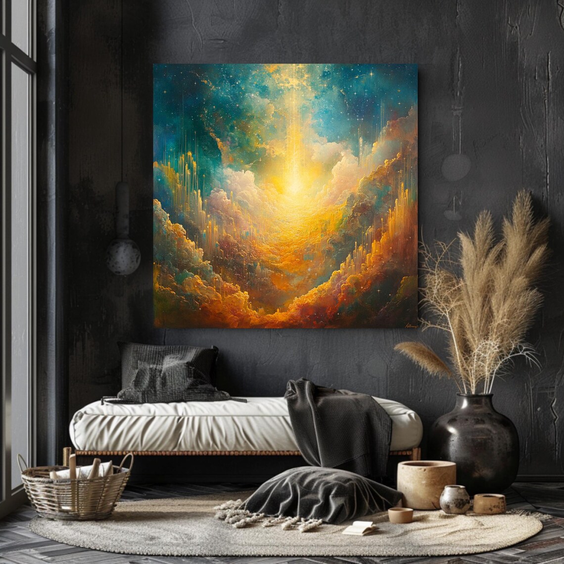 Celestial Golden City of Light Ascension Cloudscape Art Poster - Image 2