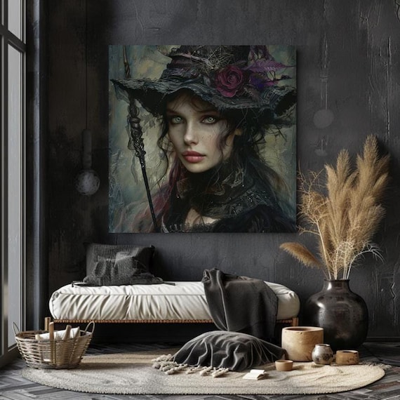 Gothic Witch Art Print, Dark Mystical Decor