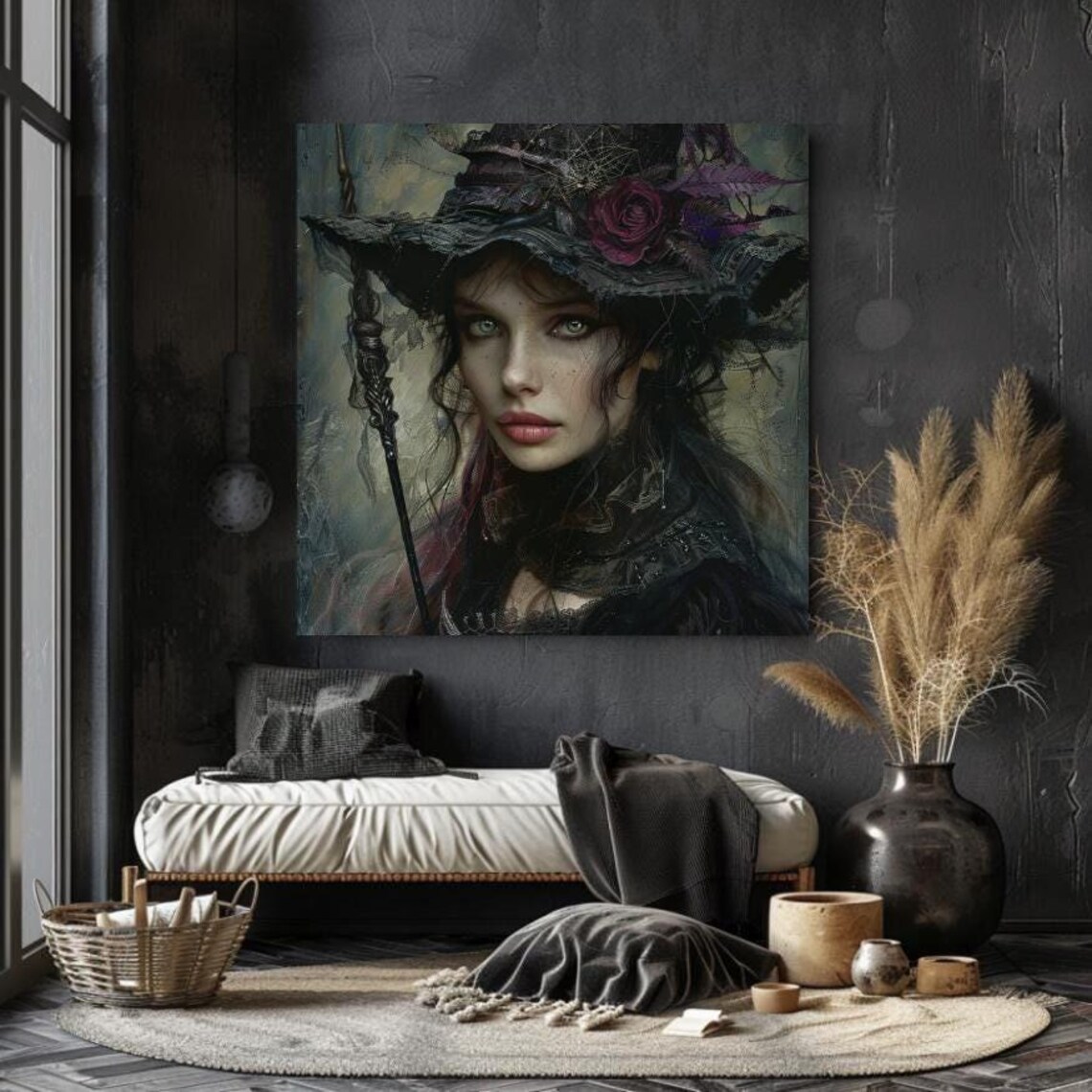 Gothic Witch Art Print, Dark Mystical Decor