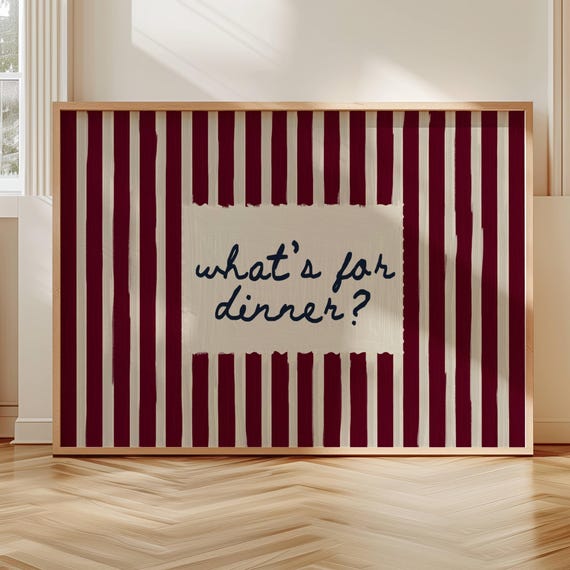 Whats For Dinner Quote Poster, Funny Kitchen Typography