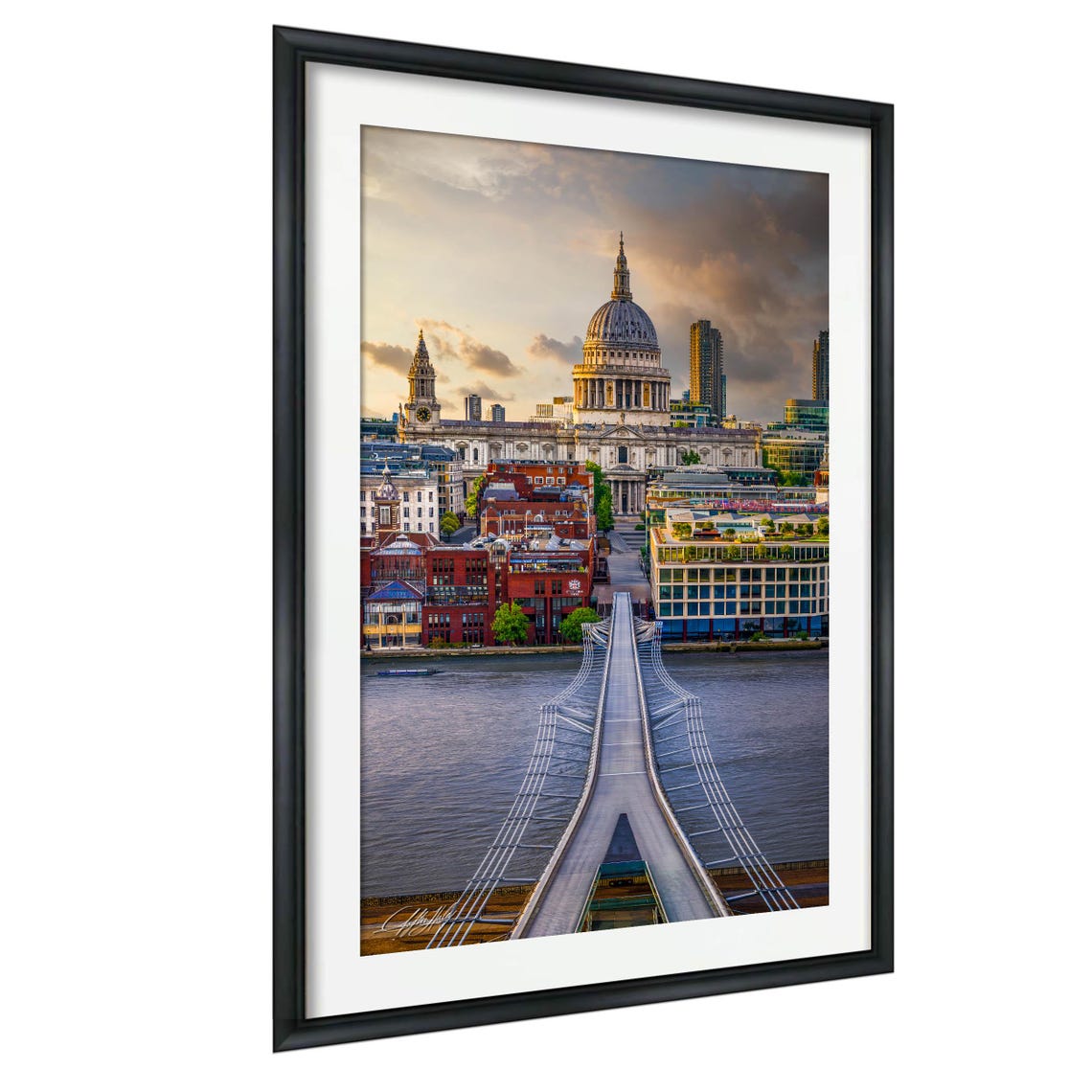 St Pauls Cathedral London Millennium Bridge City Skyline Poster
