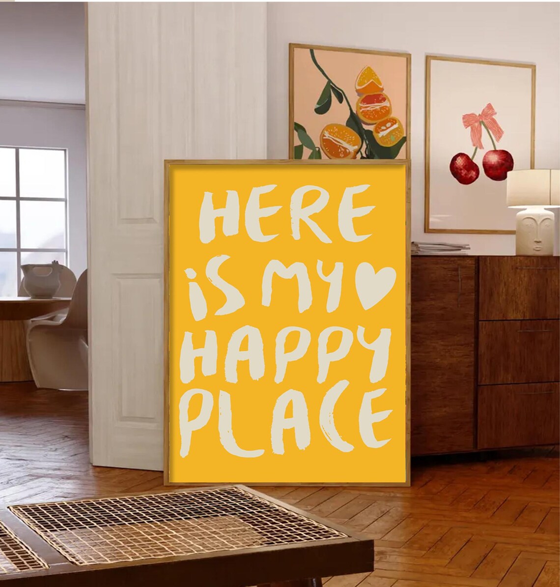 Here Is My Happy Place Boho Quote, Typography Art - Image 4