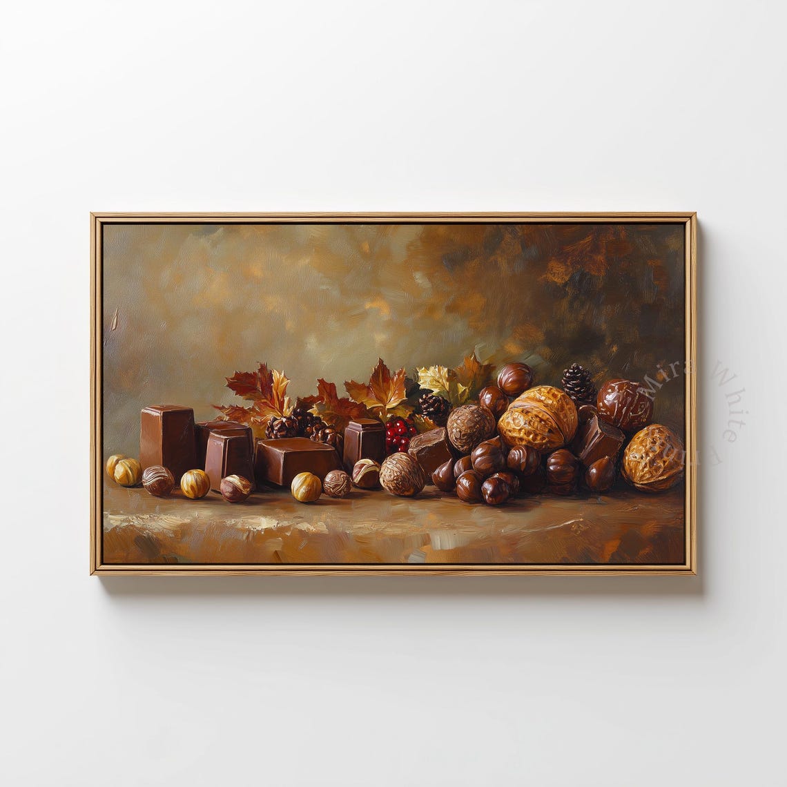 Chocolate And Walnuts Vintage Still Life Harvest Food Art Poster