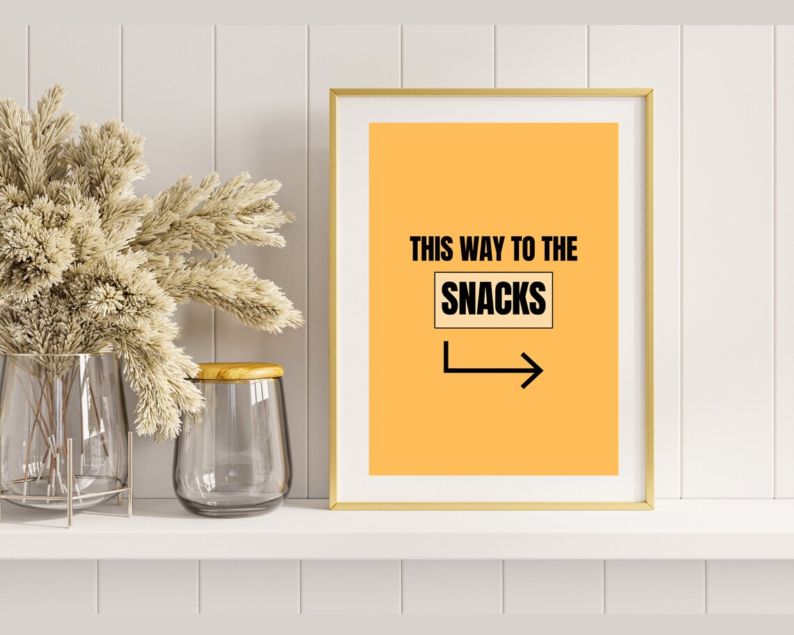 This Way To The Snacks Kitchen Print Quote Print Boho Decor Boho Quotes Boho Wall Art Gallery Wall Typography Quote Wall Art - Image 2
