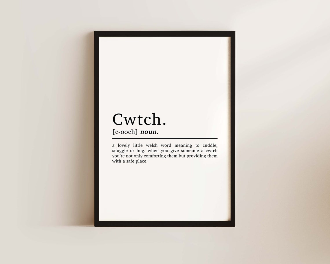 Cwtch Definition Bedroom Wall Art, Welsh Quote Print