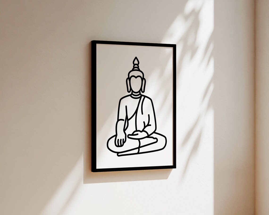 Buddha Line Art Print, Zen Meditation Wall Art - Image 2
