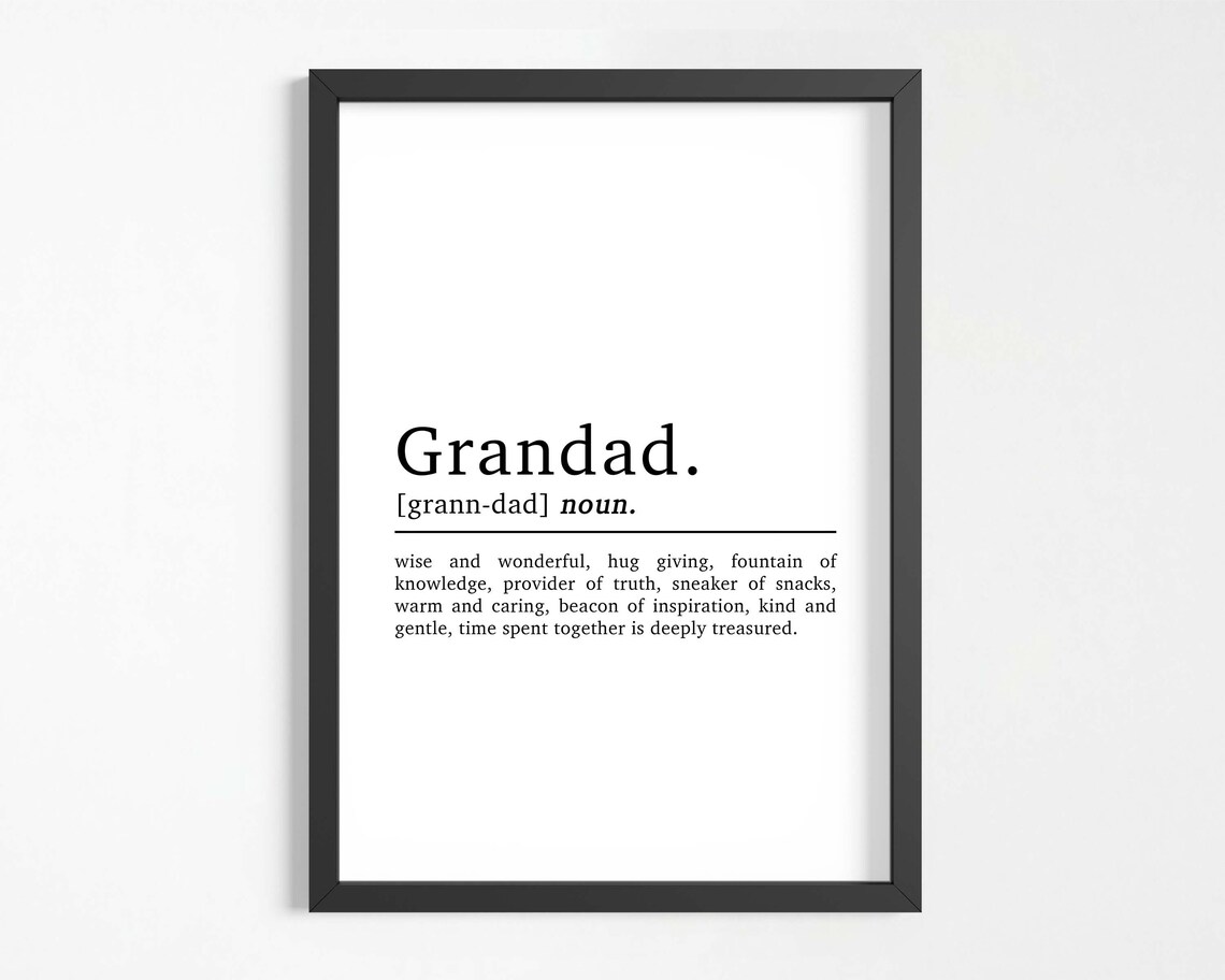 Grandad Definition Art Print, Funny Family Quote - Image 3