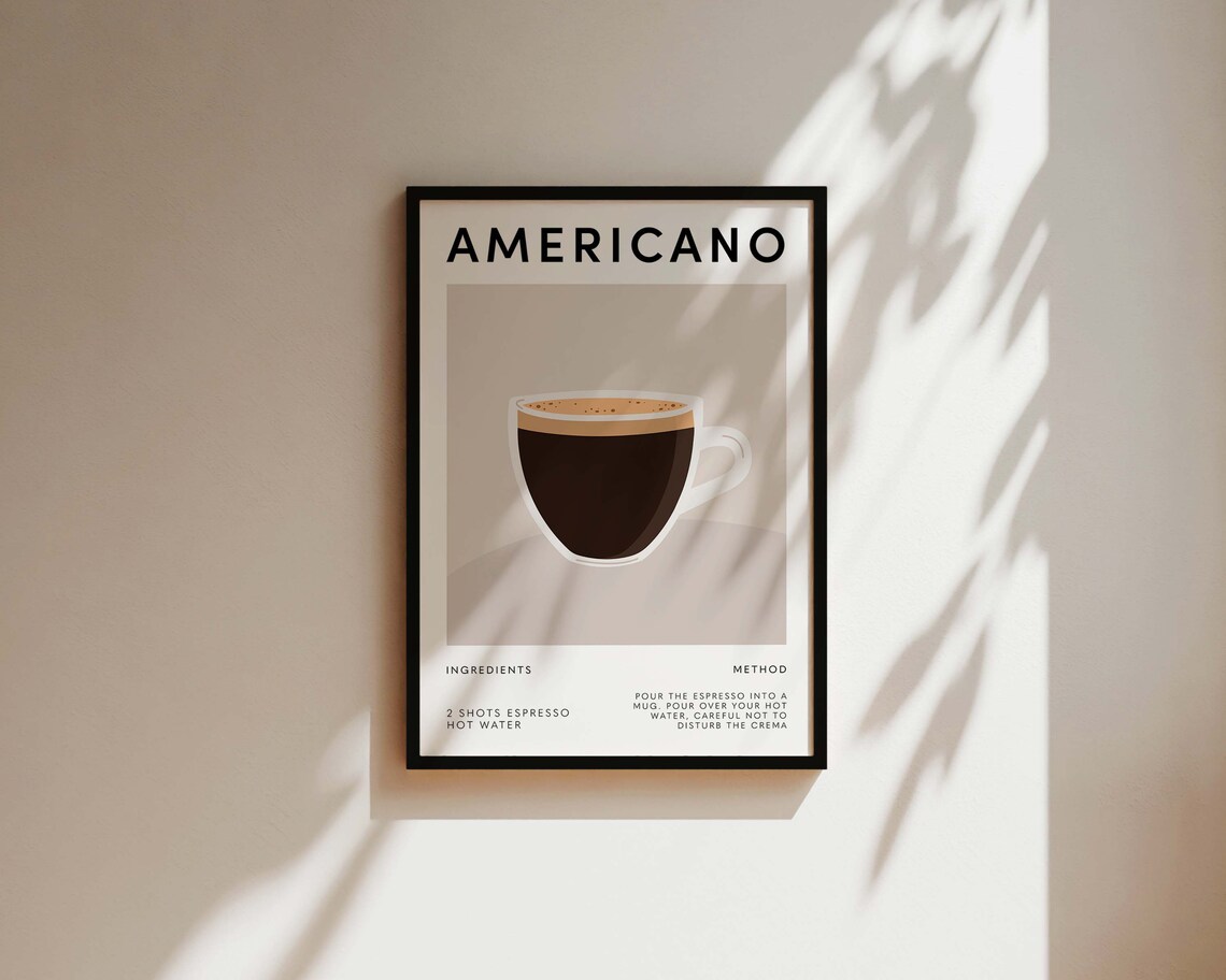 Americano Coffee Print, Kitchen Wall Art Poster - Image 3