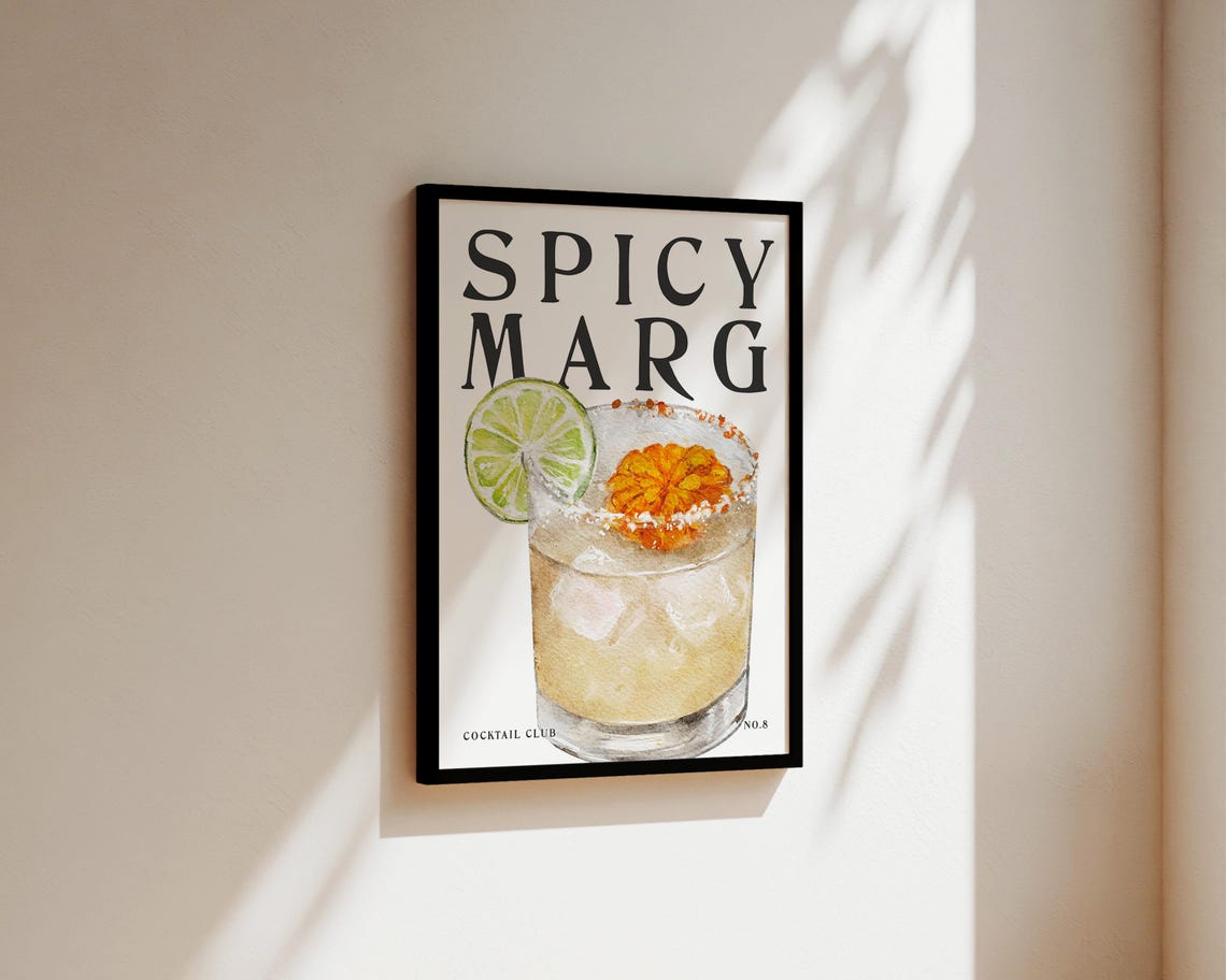 Spicy Margarita Cocktail Poster, Kitchen Wall Art - Image 3