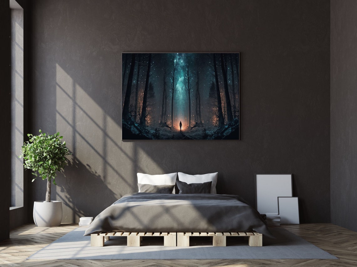 Large Horizontal Wall Art Large Wall Art Forest Under The Stars Abstract Landscape Print Abstract Wall Art Abstract Wall Art - Image 6