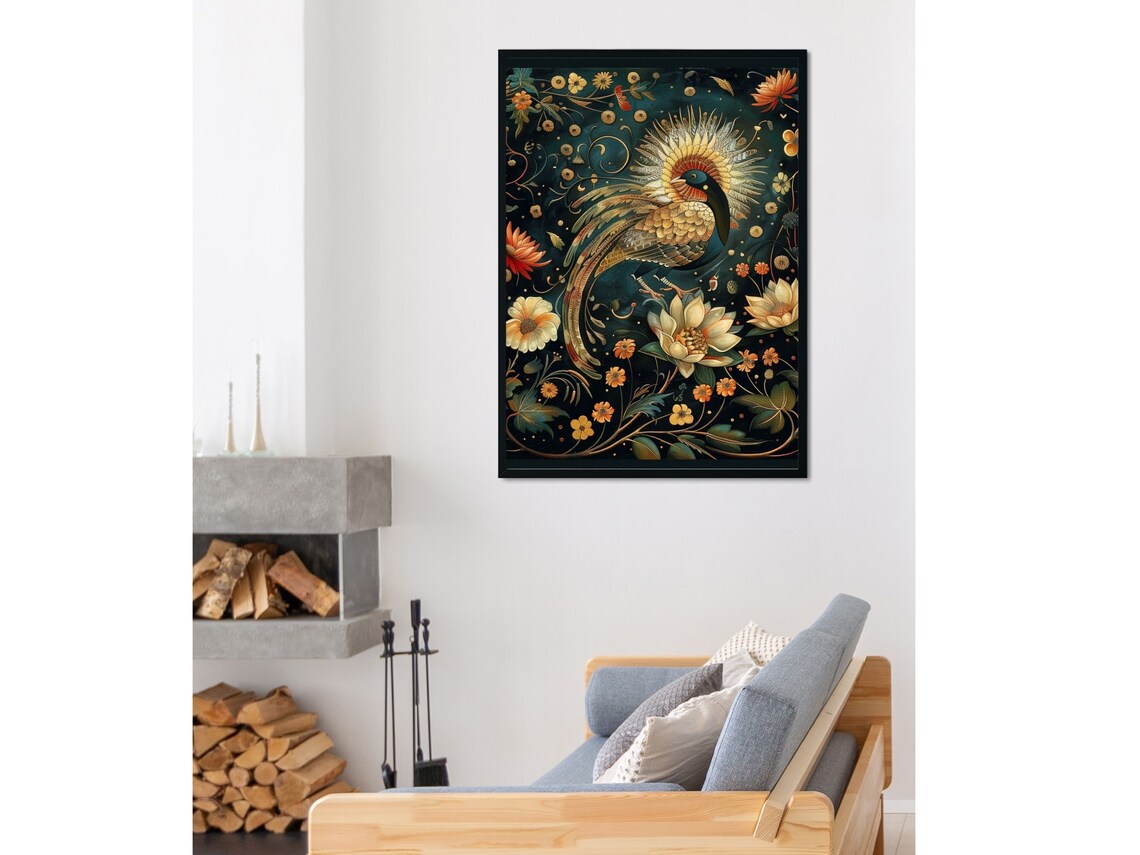 Russian Fairy Tale Firebird Among Lotus Blossoms Palekh Poster - Image 4