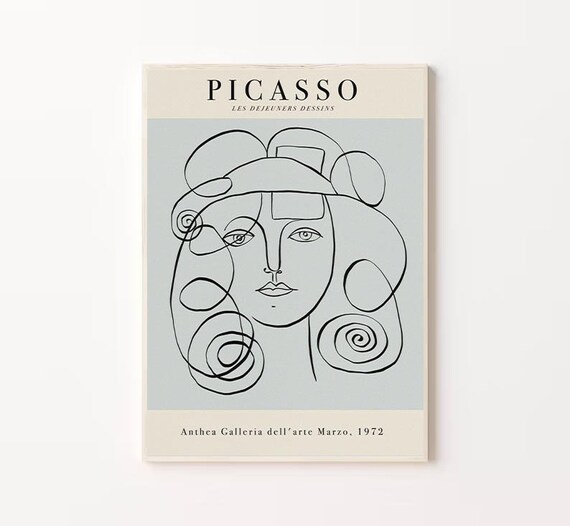 Picasso Line Drawing Face 1972 Anthea Galleria Exhibition Art Poster