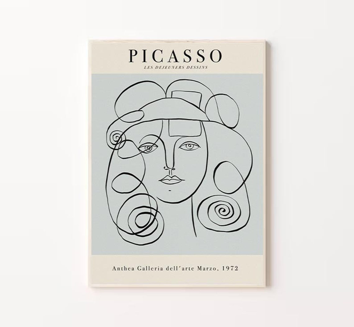 Picasso Line Drawing Face 1972 Anthea Galleria Exhibition Art Poster
