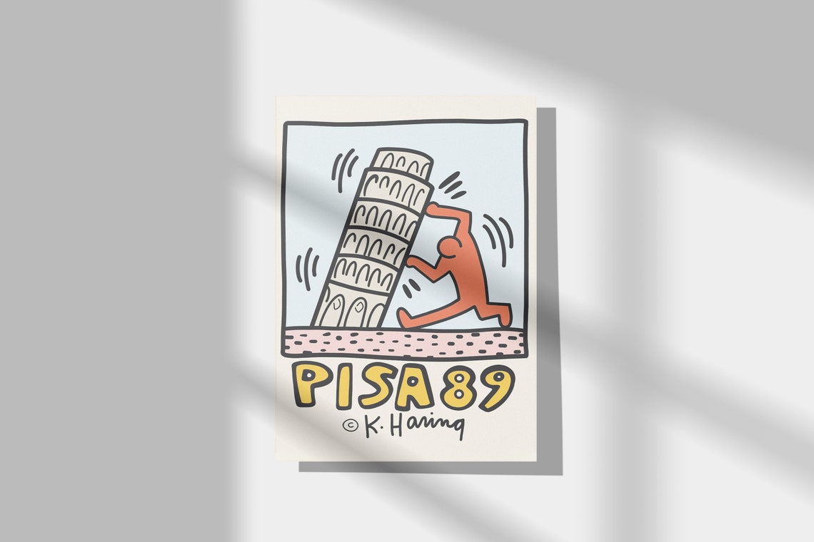 Keith Haring Pisa 89 Leaning Tower Pop Art Italy Travel Poster - Image 2