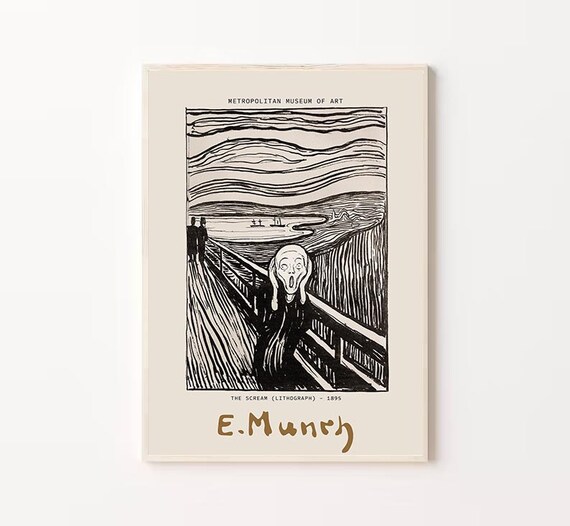 The Scream By Edvard Munch Poster Munch Print Munch Scream Edvard Munch Print Scream Poster Scream Art Print Edvard Munch Lithography