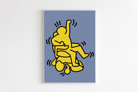 Keith Haring Yellow Dancers Blue Pop Art Celebration Dance Poster