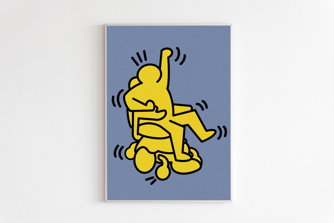 Keith Haring Yellow Dancers Blue Pop Art Celebration Dance Poster